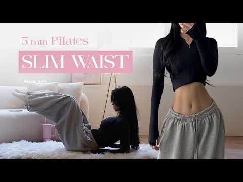 Tiny Waist & Flat Stomach in 5 MIN | Slim Waist Secret Pilates (No Cap, Abs)