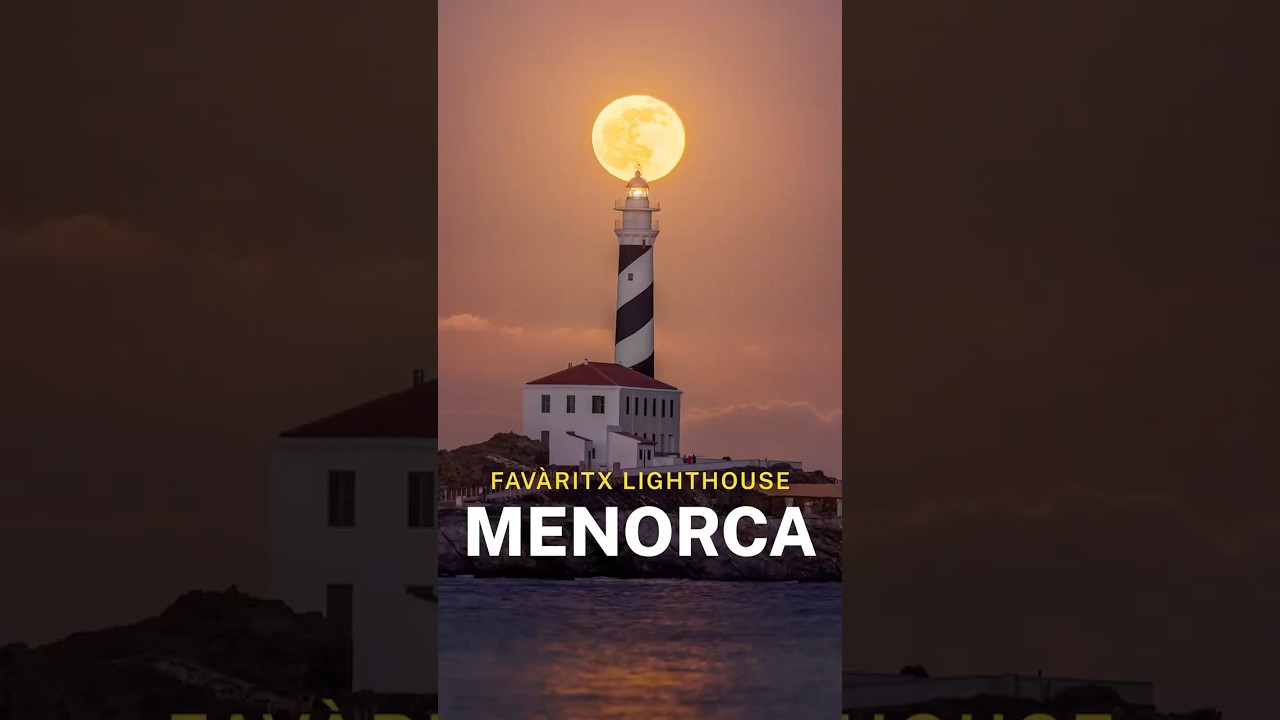 Full Moon rising at the top of Favàritx Lighthouse, in Menorca island