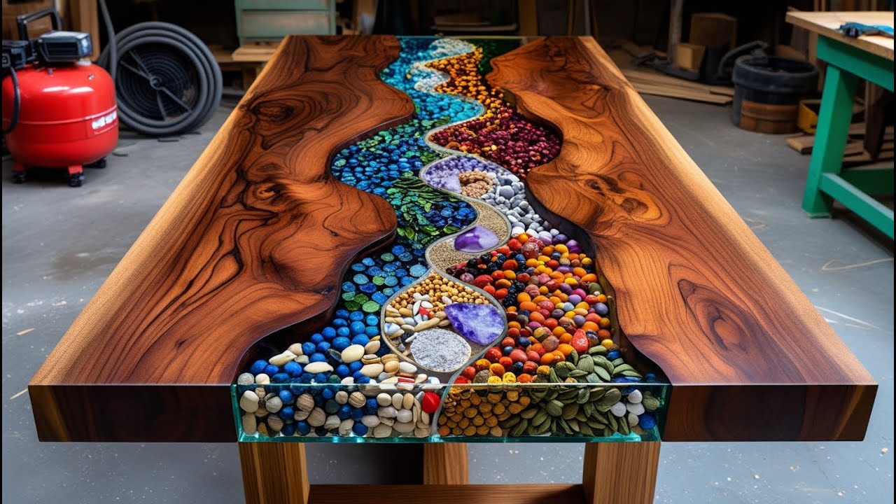 Crafting a Unique Epoxy River Table with Natural Wood and Agricultural Grains | Wood & Resin Art