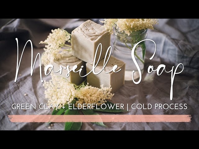 Making Marseille Soap | Elderflower and Green Clay | Cold Process | 70% Olive Oil | 30% Coconut Oil