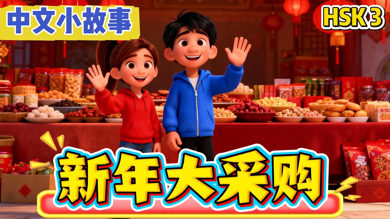 【HSK 3】Day 7 of Slow Chinese:《新年大采购》- New Year Shopping Spree | learn chinese for beginners.