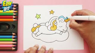 Cómo Dibujar un Unicornio de Arcoiris - how to draw a unicorn rainbow - Coloring unicorn Easy Art