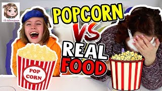 POPCORN VS. REAL FOOD CHALLENGE 🍿 Who has to eat the stinky cheese? 😁
