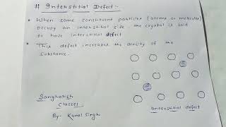 Interstitial Defect (Solid State) types of defect / 12th chemistry #sangharsh_classes #kunalsingh