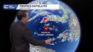 Tropical Storm Lorenzo continues to weaken in the Atlantic