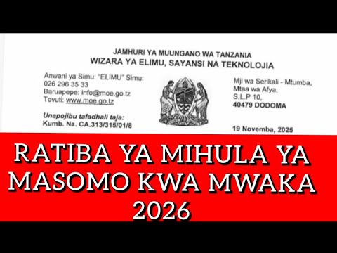 Ratiba Ya Mihula 2026 Kalenda Ya Masomo Kwa 2026 