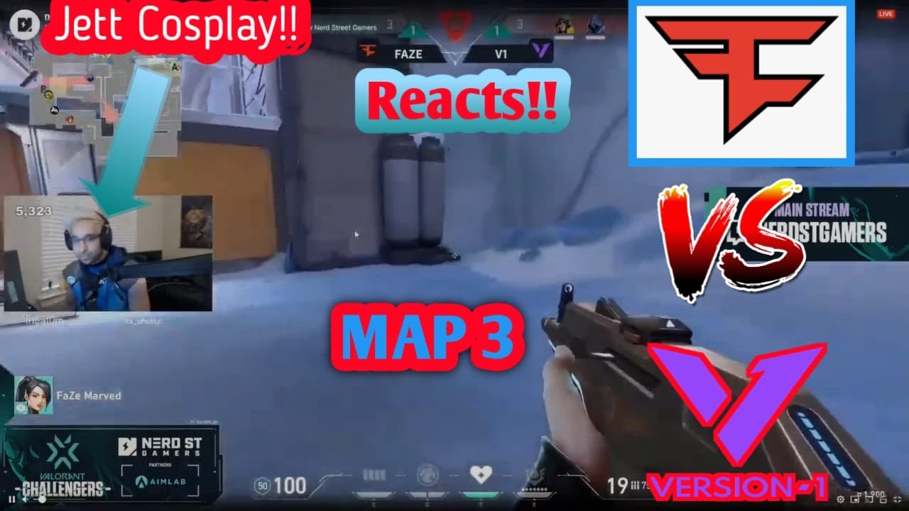 SEN SHAZAM  Reacts to FAZE Vs V1 !!  In JETT COSPLAY  !!MAP3