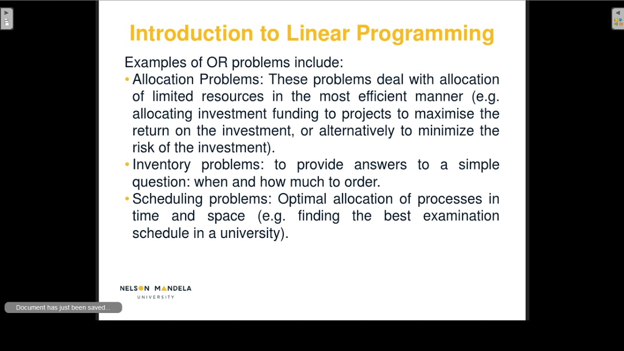 STAV101 Lecture 16B Introduction to linear programming and the ...