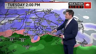 Snow, freezing rain possible on Tuesday before a change to rain tonight