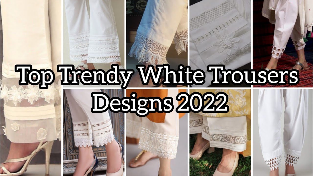 Top Trendy White Trousers Designs | White Shalwar  Pouncha Designs |Creative White Trousers Designs|