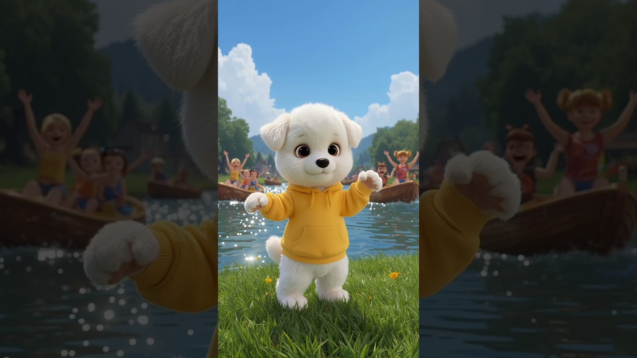 Happy Puppy in Yellow Hoodie 🐶 Dancing by the River!