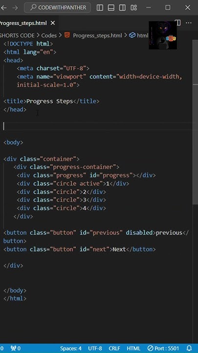 Progress Steps || Html CSS JS || #codewithpanther - YouTube