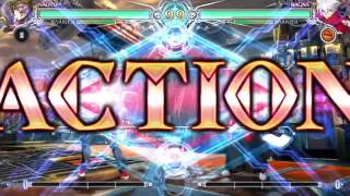 BLAZBLUE CENTRALFICTION 身内対戦 morrin40(1P) vs. naoki0130(2P) 20160911