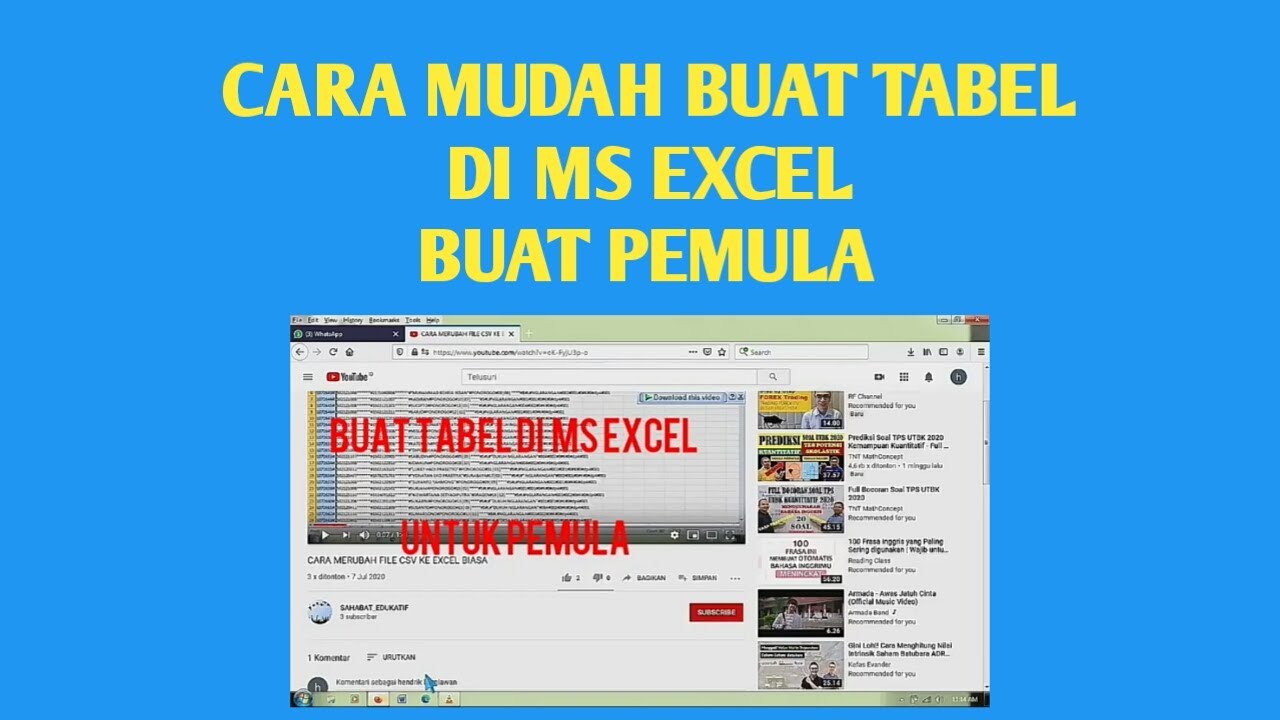 CARA BUAT TABEL PADA MS EXCEL UNTUK PEMULA - YouTube