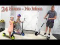 24 Hours With No Mom! Riding Scooters in the House!!