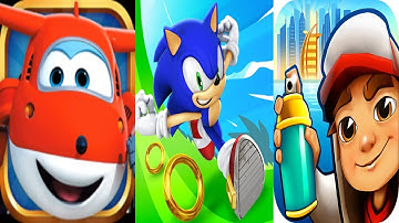 Super Wings Jett Run vs Sonic Dash vs Subway Surfers