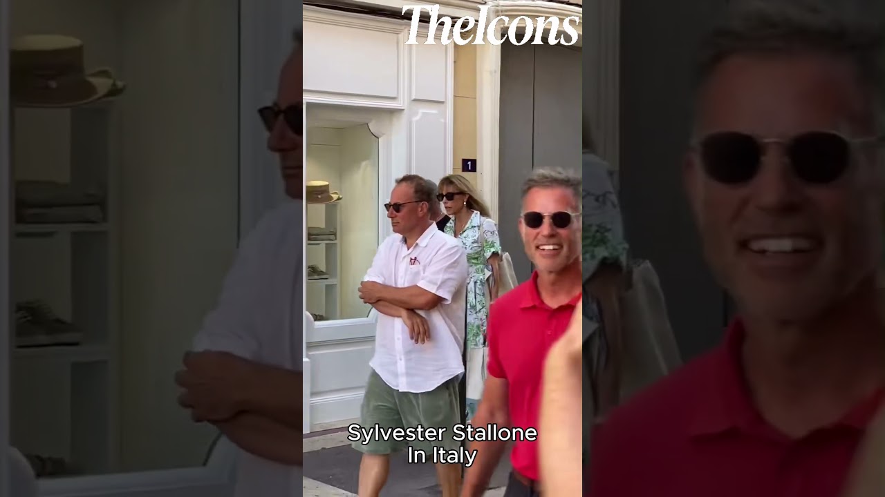 Sylvester Stallone With Jennifer Flavin ClothesShopping In Italy Greeted By Fans🍎