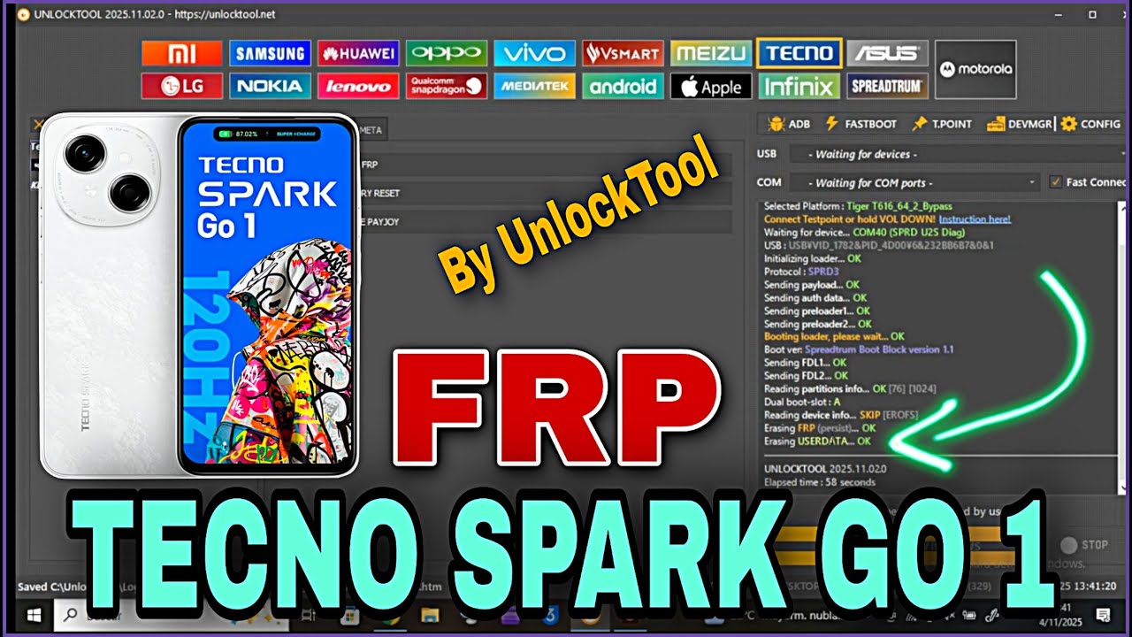 Frp TECNO SPARK GO 1 By UnlockTool, Bypass FRP TECNO
