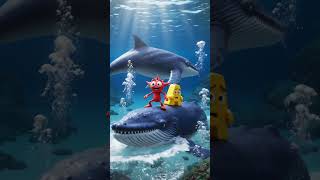 The blue whale saved A and Raddy from shark attack
