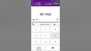 Math Tricks - Training mode - square numbers between 90 and 99 - level 032 (Number Keyboard)