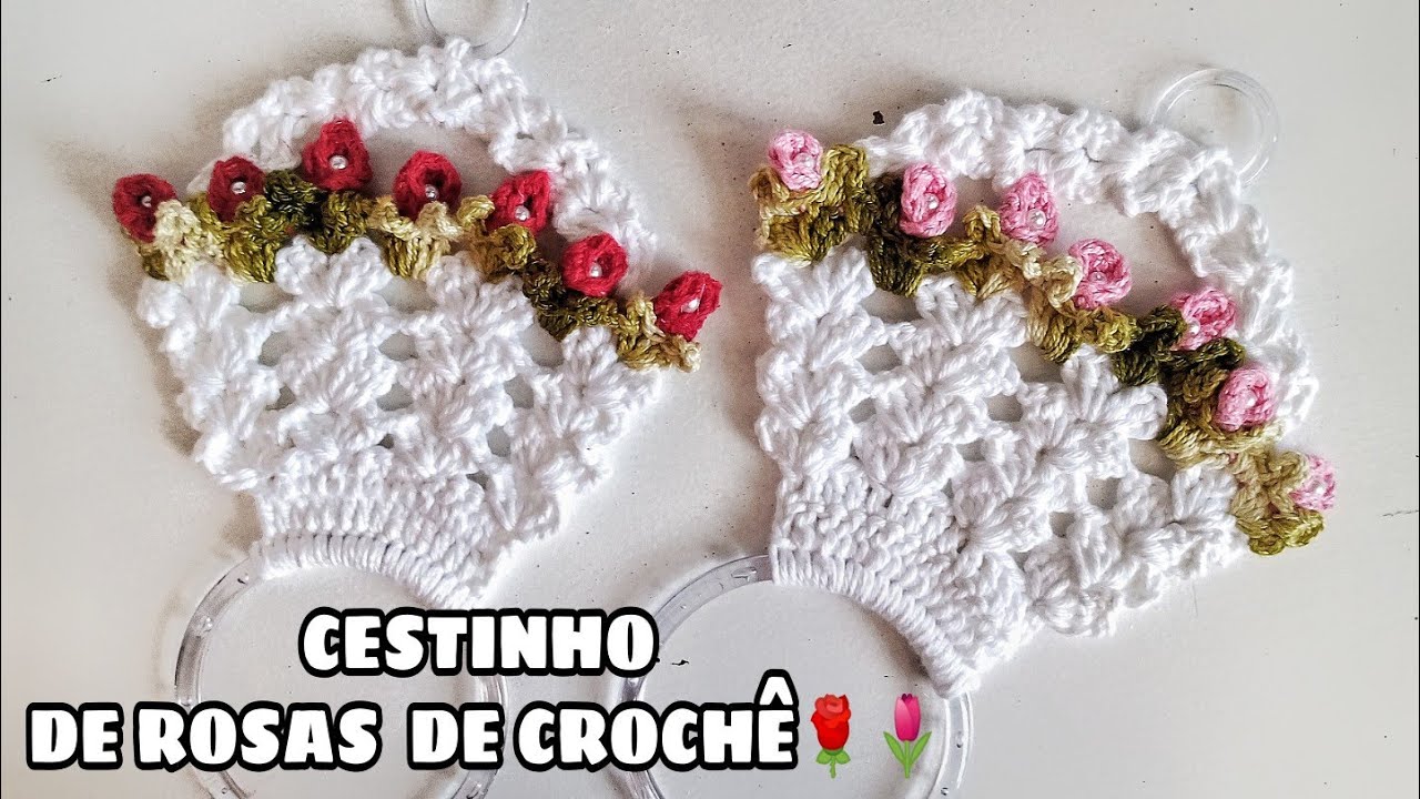 PORTA PANO DE PRATO CESTINHO DE ROSAS (veja o passo a passo)