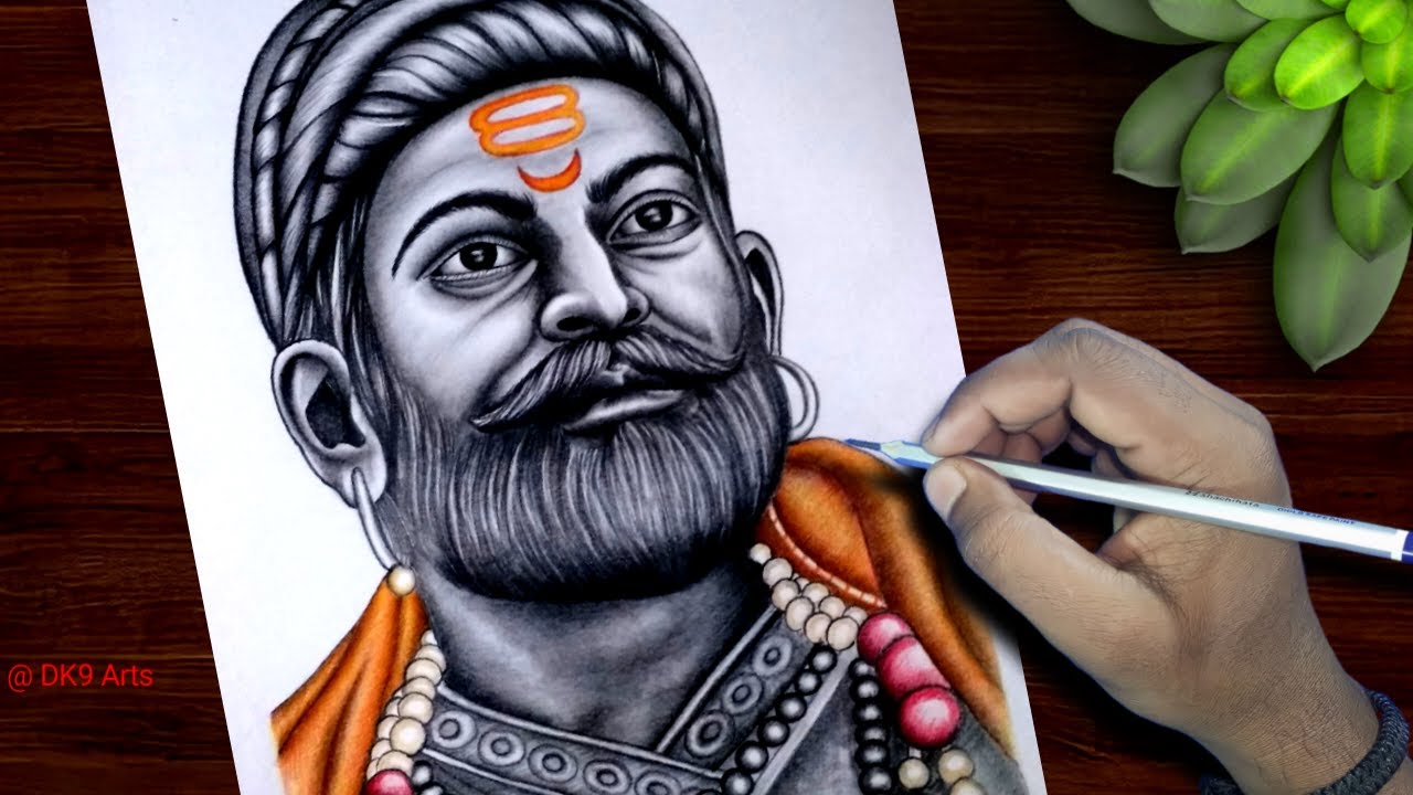Chhatrapati Shivaji Maharaj Drawing By Shivkumar Menon, Drawing Fine Art  for Sell