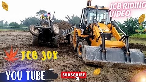 JCB 3dx Loading Mud in Trolley John Deere  Powertrac Euro 50 Sonalika Tractors JCB Work Video 2023..