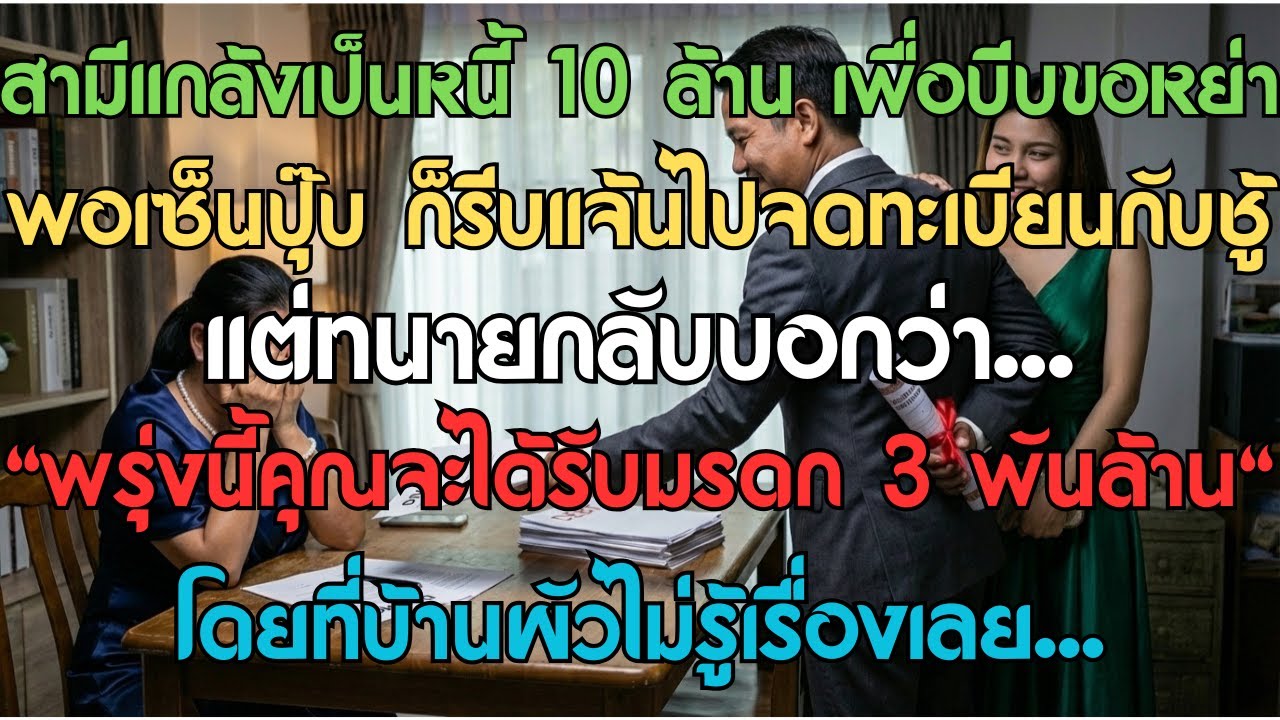 สามีแกล้งเป็นหนี้ 10 ล้านเพื่อบีบขอหย่า พอเซ็นปุ๊บก็รีบแจ้นไปจดทะเบียนกับชู้ แต่ทนายกลับบอกว่า 'พรุ่