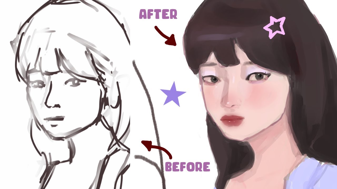 How I draw faces  (speed paint)♡