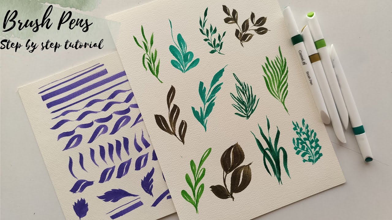 How to use a Brush Pen. Brush Pen Leaf Techniques | Simple Leaves for Beginners