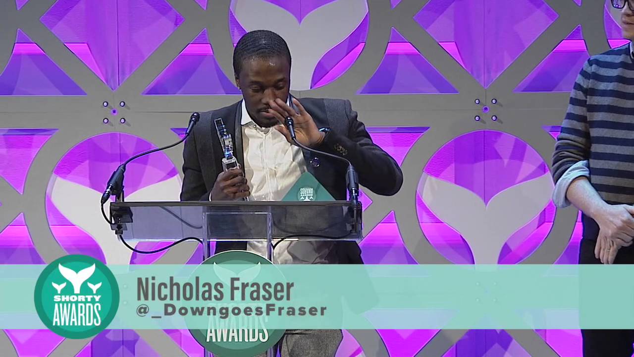 Nicholas Fraser accepts the Shorty Award for Vine of the Year