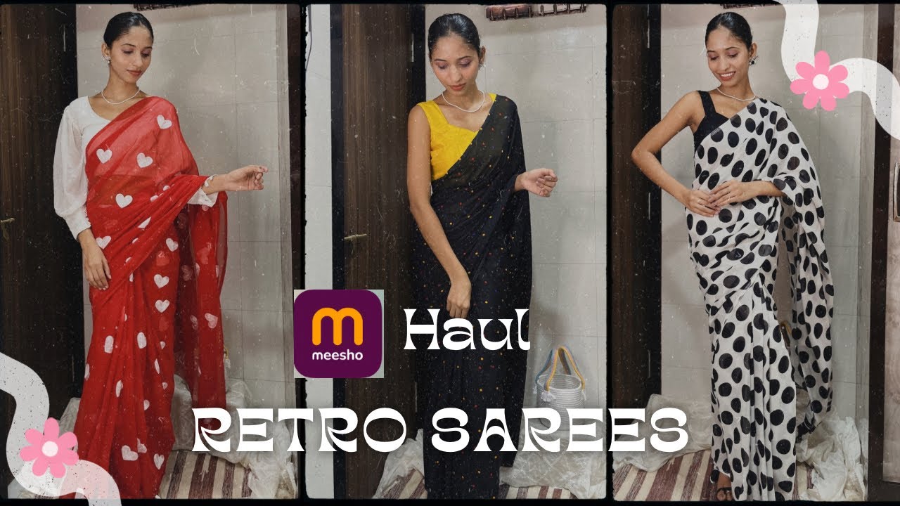Meesho Retro / polka dot sarees under ₹315 