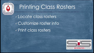 SIS for Teachers: Printing Class Rosters