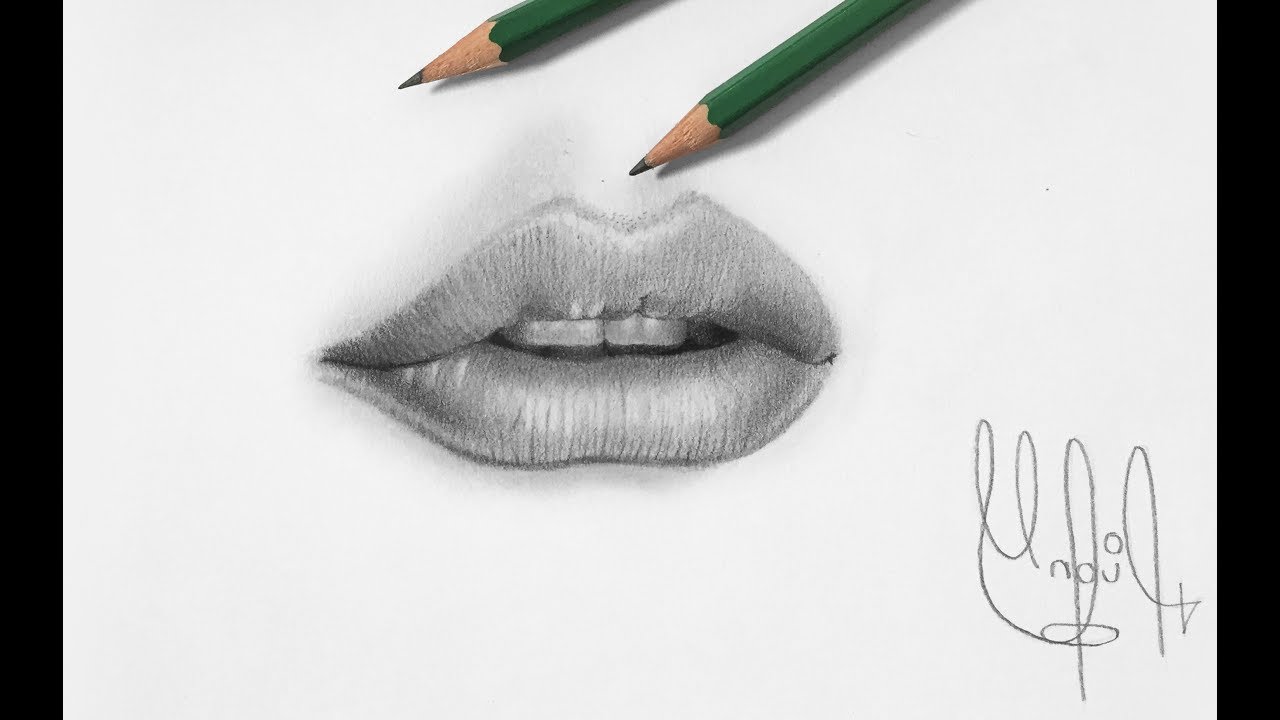 Draw realistic lips step by step
