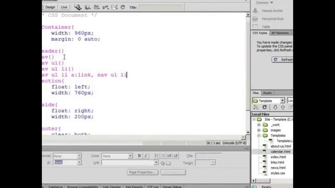 Templated THML5-CSS6 Site With Dreamweave Adobe CS6