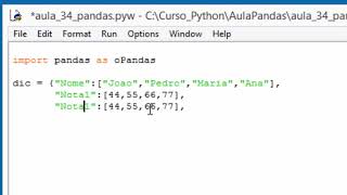 Aula 34 - Dicionário e Dataframe em Python