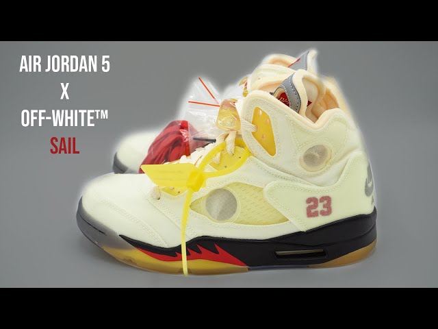 Air Jordan 5 x Off-White™ Sail (Review + Fire Red Comparison  display picture 1