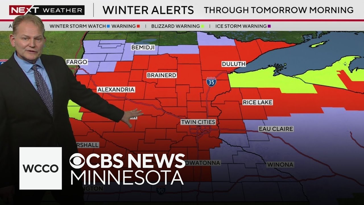 Snow accumulating as winter storm moves through Minnesota - YouTube