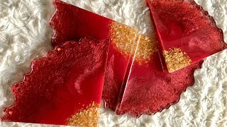 Red and Gold Resin Coasters