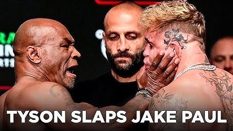 ALL HELL BREAKS LOOSE! Mike Tyson B**** SLAPS Jake Paul at weigh in