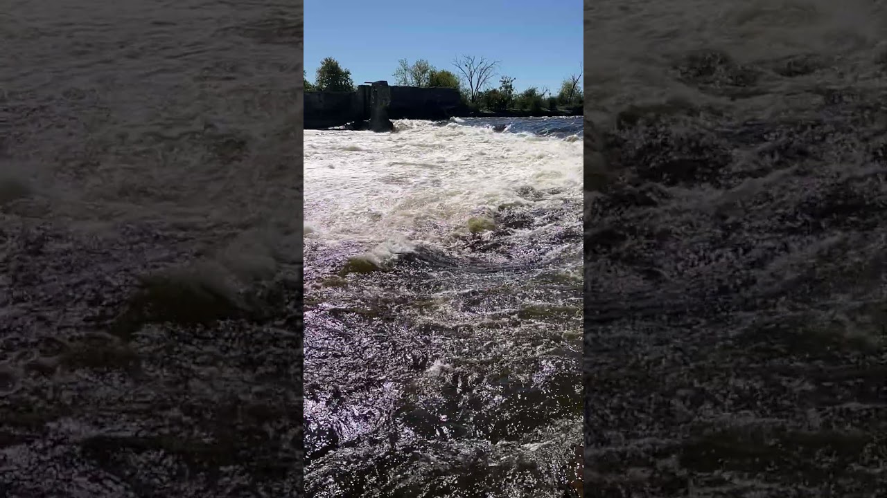 Old hydro power plant ruins Gatineau Ottawa Canada rapids