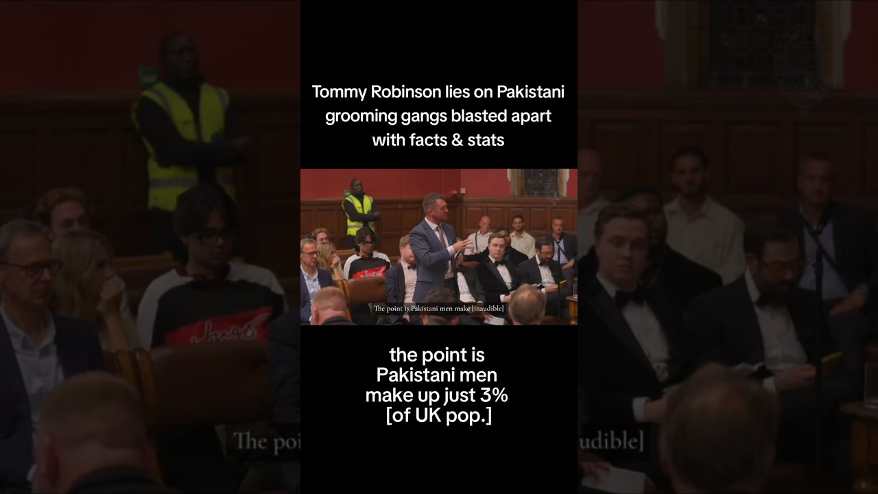 Tommy Robinson gets torn to shreds with facts and statistics over his lies about Pakistani grooming gangs at Oxford Union Debate. Arwa elrayess and Abdullah al Andalusi blast his claims apart.