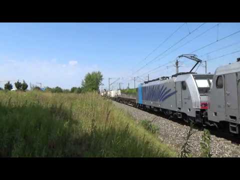 Railpool/Lokomotion 186 281 + 186 287 mit KLV bei München Trudering