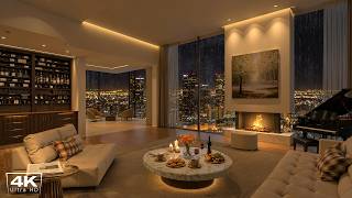 4K Cozy Apartment in Phoenix 🌃 Soothing Piano Jazz Music & Crackling Fireplace for Peaceful Night screenshot 4