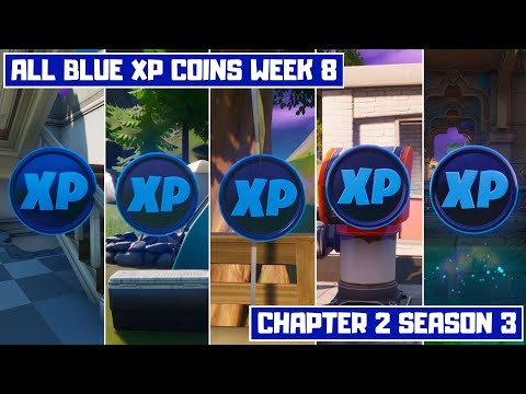All 5 Blue Xp Coins Locations Week 8 Secret Xp Coins Fortnite Chapter 2 Season 3