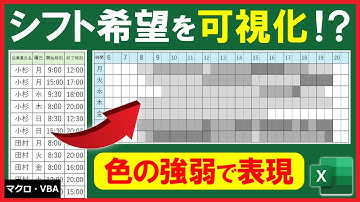 ExcelVBA【実践】全てのシフト希望時間を可視化する機能！？シフト表作成の効率化！【解説】