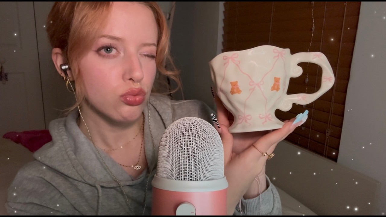 ASMR🪽 for all my glass asmr lovers | 10 whole minutes tapping on my new temu mug ☕️🧸🎀