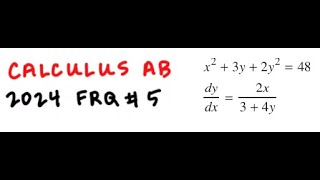 2024 Calculus AB Free Response Question 5 Solved