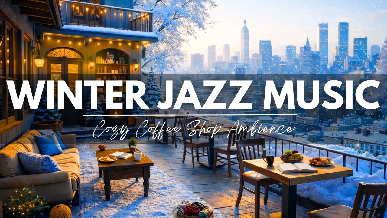Winter Jazz Music ⛄ Cozy Coffee Shop Ambience with Smooth Jazz & Crackling Fireplace to Work