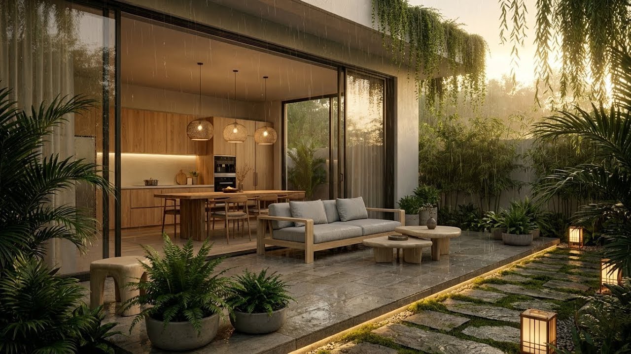 [Inner Silence] Rain Sounds & Felt Piano in Lush Tropical Villa for Mindful Meditation 🏠